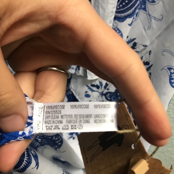 NWT Flowy Kimono Bohemian Blue & White One Size - Picture 6 of 8